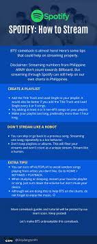 Provided to youtube by cj e&m musiccome back home · 방탄소년단 btscome back home℗ cj e&m musicreleased on: Only Bangtan Ph On Twitter 4 Spotify Streaming Tips Army Here S A Guide On How To Stream On Spotify Rt To Reach More Army Here Let S Help Each Other For