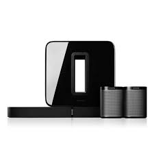 Sonos 5 1 Playbase Home Theater System With Play 1 Speakers And Sub Wireless Subwoofer Sonos Home Theater System Sonos Wireless