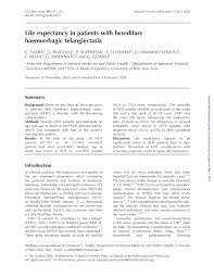 Pdf Life Expectancy In Patients With Hereditary Haemorrhagic Telangiectasia