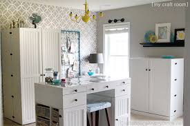 Make your own with s hooks and a curtain rod to keep cutting tools in line. Craft Room