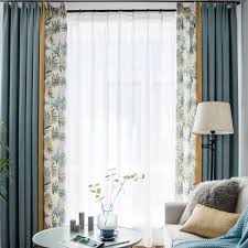 Shopping for new living room curtains? Leaves Darkening Curtain Panel White Grommet Window Drapes For Living Room Yellow And Blue 104 By 95 Inches 2 Piece Patchwork Curtains
