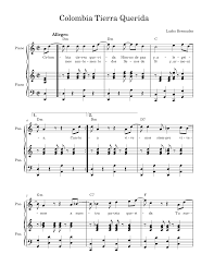 Que ha sido interpretada por los más eminentes músicos y ha sido grabada tanto en. Colombia Tierra Querida Lucho Bermudez Sheet Music For Piano Piano Voice Musescore Com