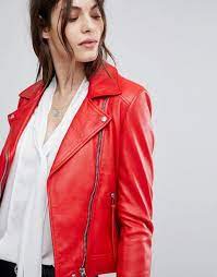 Lab Leather Lab Leather Jacket With Asymmetric Zip Leather Jacket Leather Jackets Women Red Jacket Leather