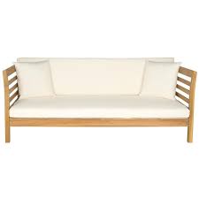 Safavieh Malibu Outdoor Sofa With Cushion And Off White Acacia Frame Lowes Com In 2021 Outdoor Daybed Beige Cushions Cheap Patio Furniture