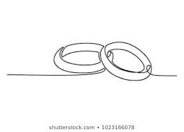 Continuous Line Drawing Wedding Rings Template For Love Cards And Invitations Black Isolated On Wh Continuous Line Drawing Line Drawing Wedding Ring Drawing