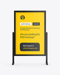Download Advertising Stand Mockup In Outdoor Advertising Mockups On Yellow Images Object Mockups PSD Mockup Templates