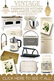 25 Vintage Inspired Farmhouse Kitchen Appliances Decor Finds A Country Girl S Life In 2020 Kitchen Appliances Vintage Kitchen Appliances Kitchen Design Decor