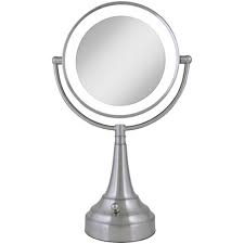Glamour satin nickel round lighted makeup wall mirror $ 239.99. Zadro Satin Nickel Double Sided Round Led Vanity Mirror Target