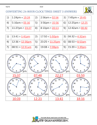 Math, time, clock, 12, 24, hour, convert created date: 24 Hour Clock Conversion Worksheets