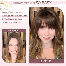 Wodelanle Clip-in Medium Brown French Bangs Fringe with Temples Hairpiece