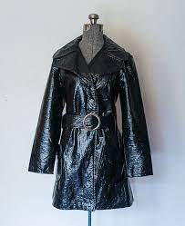 Reserved Vintage 1960s Trench Coat Black Patent Leather Vinyl Mod 60s Coat Large Medium Trench Coat Black Trench Coat Mod Fashion