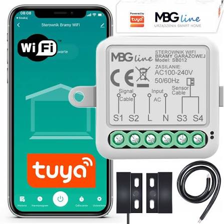 Sterownik bramy garażowej moduł WiFi Bluetooth Tuya + czujnik zamknięcia
