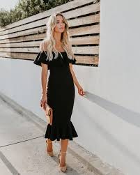 The Best Is Back This Dress Is Everything And More Our Havana Ruffle Midi Dress Is The Perfect Havana Nights Dress Midi Ruffle Dress Black Midi Dress Outfit