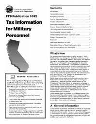 Tax season can be a stressful time for individuals and businesses, and all the paperwork can frustrate even the most organized person. Ftb Pub 1032 Tax Information For Military Personnel California