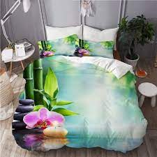 Découvrez nos housses de couette imprimées. Housse De Couette Et Taies Eng Parure De Lit Bougie Nature Morte Spa Vert Et Pierre Avec Bambou Dans La Nature Sur L Eau Orchid 435 Cdiscount Maison