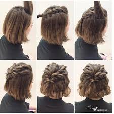 A little bit of dry shampoo goes a long way when creating effortless short hairstyles. Braid Hairstyle Ideas For Short Hair Crown Braid For Short Hair Rapunzel Rapunzel Let Down Your Short Hair Styles Cute Hairstyles For Short Hair Hair Styles