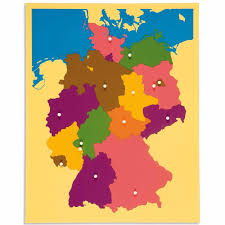 The north european plain extends across the country's northern reaches; Puzzle Map Germany Nienhuis Montessori