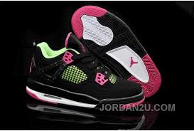 Get Nike Air Jordan Iv 4 Retro Womens Shoes Black Green Pink Special