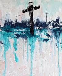 Christian Art Cross At Calvary Large Painting Abstract Art Etsy Christian Art Painting Abstract Art Painting Modern Christian Art