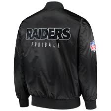 Las Vegas Raiders Majestic Nfl Team Nylon Zip Bomber Jacket Black Us Sports Down Under