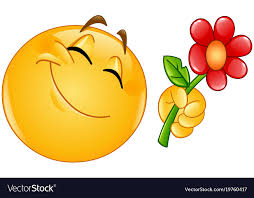 Emoticon giving flower Royalty Free Vector Image