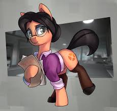 2254217 - safe, artist:rexyseven, earth pony, pony, clothes, female,  glasses, mare, miss pauling, ponified, shirt, solo, team fortress 2 -  Derpibooru