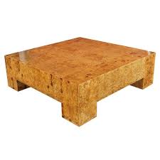 Tubular chrome coffee table with caned wicker and glass top. Vintage Burl Wood Coffee Table By Milo Baughman At 1stdibs
