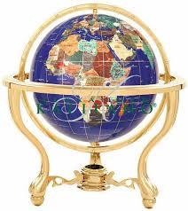 Gemstone Globe Lapis Ocean Tabletop With Tripod Stand Globe Globe Decor Gemstones