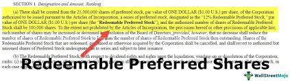 Preference shares allow an investor to own a stake at the issuing company with a condition that whenever the company decides to pay dividends, the holders of the preference shares will be the first to be paid. Redeemable Preference Shares Examples Definition How It Works