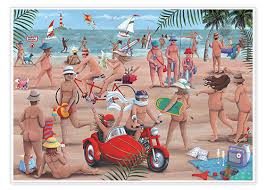 The Nudist Beach print by Peter Adderley | Posterlounge