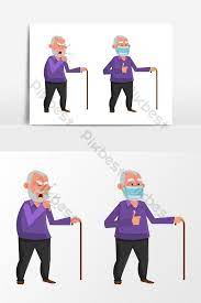 Ada yang butuh stiker seperti ini? Old Man Coughing And Wearing Protective Face Mask Png Images Ai Free Download Pikbest