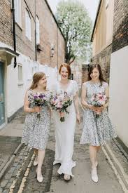 An Eliza Jane Howell Gown For A Vintage Style Barn Wedding Inspired By Brambly Hedge Printed Bridesmaid Dresses Bridesmaid Liberty Fabric Dress