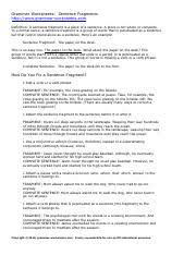A junior high that was a bad. Lesson Sentence Fragments Grammar Worksheets Sentence Fragments Http Www Grammar Worksheets Com Definition A Sentence Fragment Is A Piece Of A Course Hero