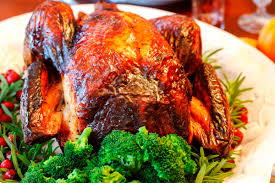 Thanksgiving day dinner table with roasted whole chicken or little turkey , pumpkin pie on dark it doesn't take leaving the country to enjoy a thanksgiving dinner without having to prepare or clean. Thanksgiving Dinner Sides Draft Who Made The Best Selections Sbnation Com
