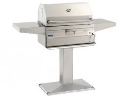 Firemagic 24 Legacy Charcoal Grill W Smoker Oven Hood On Post Charcoal Grill Stainless Steel Rod Charcoal Bbq Grill