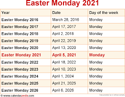 The earliest possible date is march 22, the latest possible date is april. When Is Easter Monday 2021
