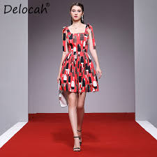 The logo was designed by hatmaker, a division of corey mcpherson nash. Delocah Women Spring Summer Dress Runway Fashion Designer Sexy Spaghetti Strap Simple Bow Cartoon Printed Modern A Line Dresses Buy At The Price Of 47 90 In Aliexpress Com Imall Com