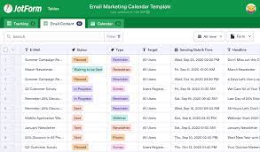 Last updated on november 27, 2020 founder and ceo of jotform, sharing entrepreneurship and productivity. Email Marketing Calendar Template Jotform Tables
