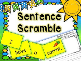 spring literacy center sentence scramble pocket chart center