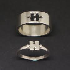What better way to show that than with wedding rings that complete each other when brought together? Puzzle Promise Ring For Couple Jigsaw Jewelry His And Her Etsy