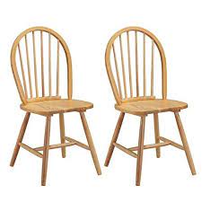 Ghp 2 Pcs 264 Lbs Capacity Natural Wood Rung Stretcher Round Legs Windsor Style Chairs Wood Chair Upholstered Dining Side Chair Side Chairs Dining