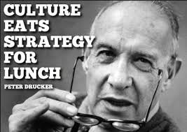 I am grateful to the energetic strategic thinker paul barnett for highlighting that management guru peter drucker's famous quote is actually much more interesting in its full version: Culture Eats Strategy For Lunch Famous Peter Drucker Quotes Techstory