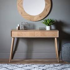 Lysia 2 Drawer Console Table Solid Oak Wood Natural Oak Console Table Wooden Console Table Wood Console Table