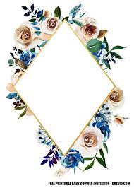12 Free Blue Floral Gold Invitation Templates Downloadable Gold Invitations Floral Invitations Template Invitation Template