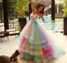Ful Rainbow Prom Dresses A Line Sweetheart Floor Length Long Prom Gowns Sleeveless Tulle Vestidos De Fiesta Cust Rainbow Prom Dress Rainbow Wedding Dress Gowns