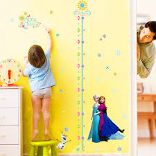 Us 4 47 5 Off Cartoon Snow Queen Princess Growth Chart Wall Art Decals For Kids Rooms Height Measure Stickers Decorative Murals Diy Posters In Wall