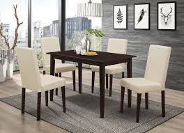 Armless dining chairs black and chrome (set of 2) broderick collection. Clayton 5 Piece Dining Table Set In Cappuccino Finish By Coaster 100491