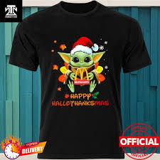 Santa Baby Yoda Hug Mcdonald S Happy Hallothanksmas Shirt Hoodie Sweater Long Sleeve And Tank Top