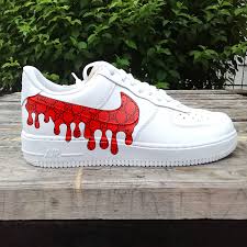 Guccy Red Drip Air Force One Custom Sneaker Custom Air Force 1 Nike Air Shoes Custom Nike Shoes Custom Shoes