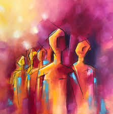 Is a cheap canvas worth the savings? Abstract Faces Painting 24x24 Acrylic Painting For Living Room